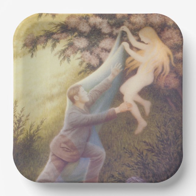 Fairy Dream (by Theodor Severin Kittelsen) Paper Plates (Front)