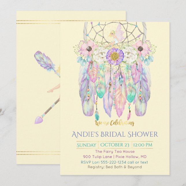 Fairy Dream Catcher Boho Any Color Paper Invitation (Front/Back)