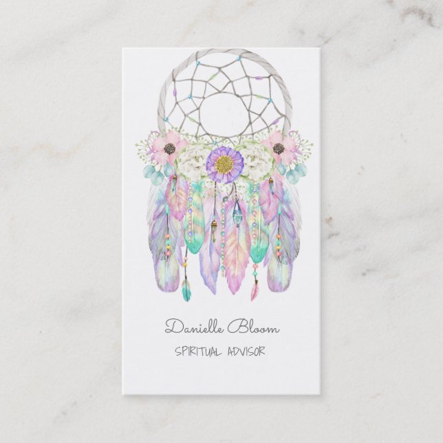 Fairy Dream Catcher Boho Arrows Feathers Business  Business Card (Front)