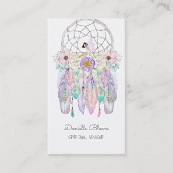 Fairy Dream Catcher Boho Arrows Feathers Business Card by HydrangeaBlue at Zazzle