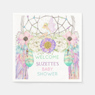 Fairy Dream Catcher Feather Lavender Pink Mint Paper Napkins