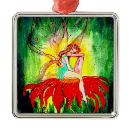 FAIRY DREAMING ON A FLOWER METAL ORNAMENT