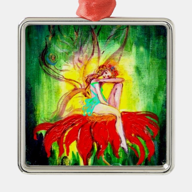 FAIRY DREAMING ON A FLOWER METAL ORNAMENT (Front)