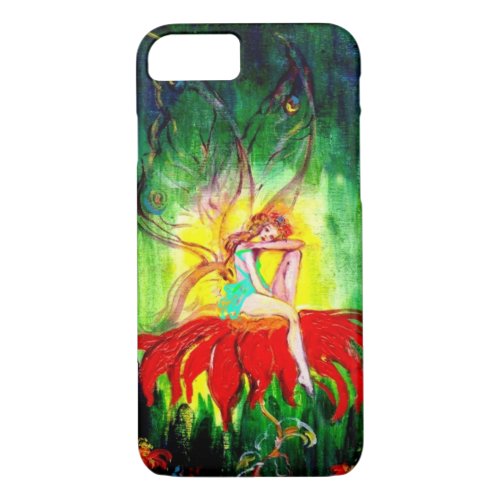 FAIRY DREAMING ON THE RED  FLOWER green yellow iPhone 87 Case