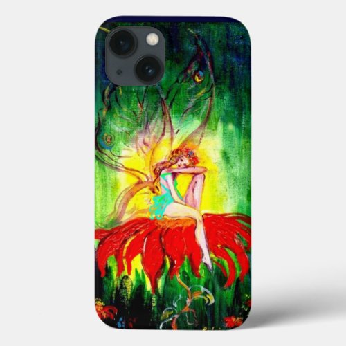 FAIRY DREAMING ON THE RED  FLOWER green yellow iPhone 13 Case