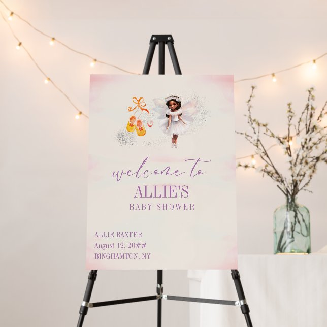 Fairy Dust Girl Shoes Baby Shower Welcome Sign (In Situ (Stand))