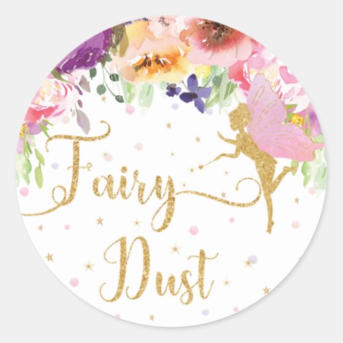 Fairy Dust Purple Floral Favor Thank You Favor Classic Round Sticker