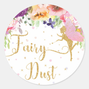 Fairy Dust Purple Floral Favor Thank You Favor Classic Round Sticker
