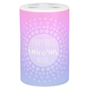Fairy Bath Accessory Sets Zazzle Fairy Dust Unicorns Magic Bathroom Accessories Soap Dispenser And Toothbrush Holder