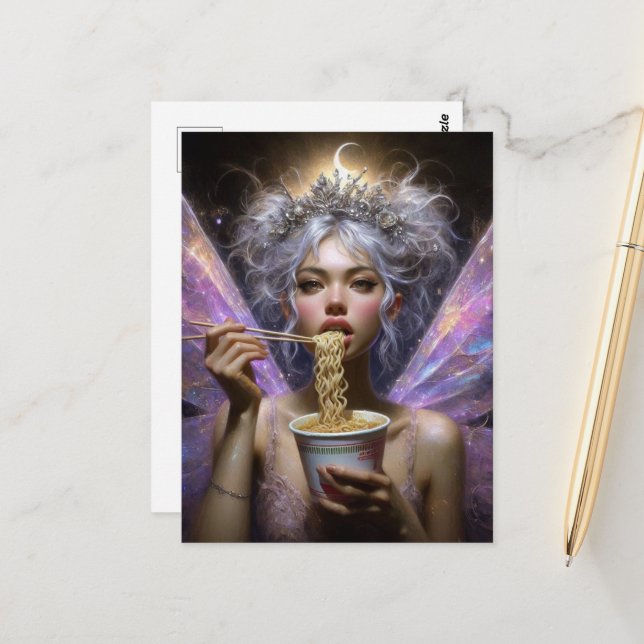 Fairy Eating Ramen Postcard (Front/Back In Situ)