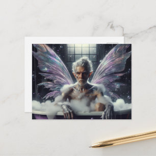 Fairy elder man Grey Hair in the Purple bathtub Postcard