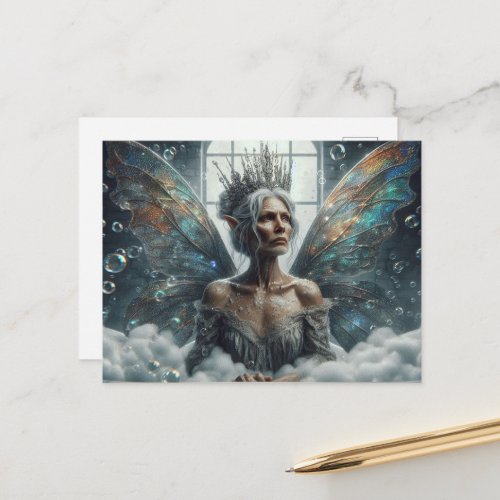 Fairy elder Queen Grey Hair in the Bubblebath Postcard