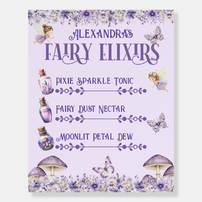 Fairy Elixir Customizable Party Drinks Board (Front)