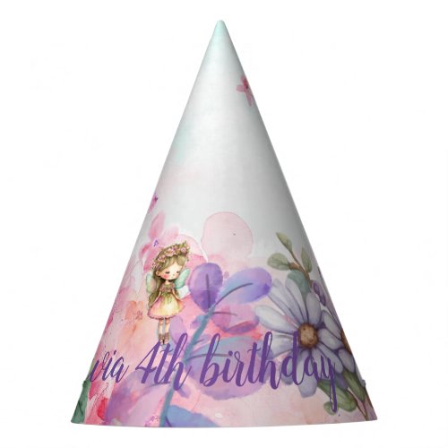 Fairy enchanted butterflies birthday party hat