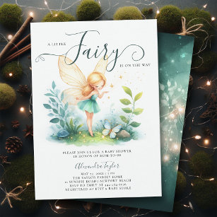 Fairy Enchanted Emerald Garden Baby Girl Shower Invitation