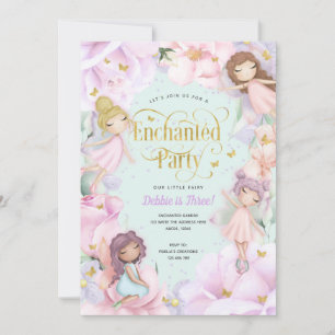 Fairy enchanted flower garden, Girl birthday Invitation