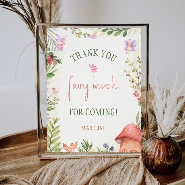 Fairy Enchanted Forest 1st Birthday Thank You Photo Print (Creator Uploaded)