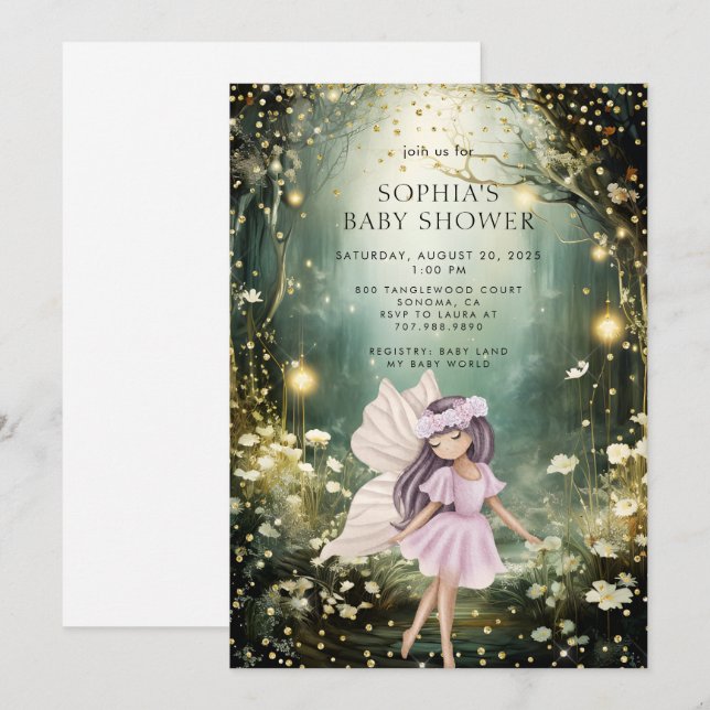 Fairy Enchanted Forest Baby Shower Invitation (Front/Back)