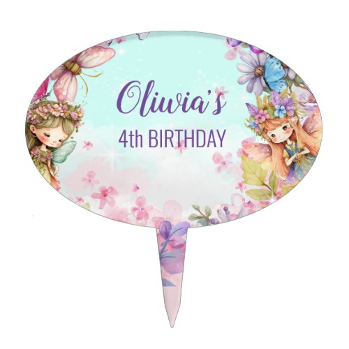 Fairy enchanted forest sticker cake topper