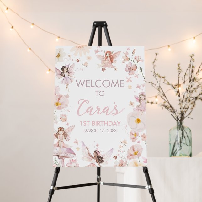Fairy Enchanted Garden Birthday Party Welcome Sign (In Situ (Stand))