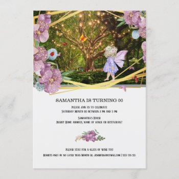 Fairy Enchanted Garden Fireflies Butterfly Girls Invitation by mensgifts at Zazzle