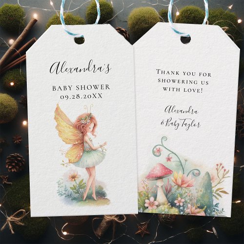 Fairy Enchanted Garden Mushroom Baby Girl Shower Gift Tags