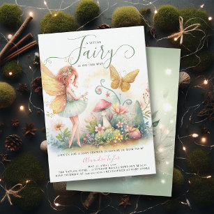 Fairy Enchanted Garden Mushroom Baby Girl Shower Invitation