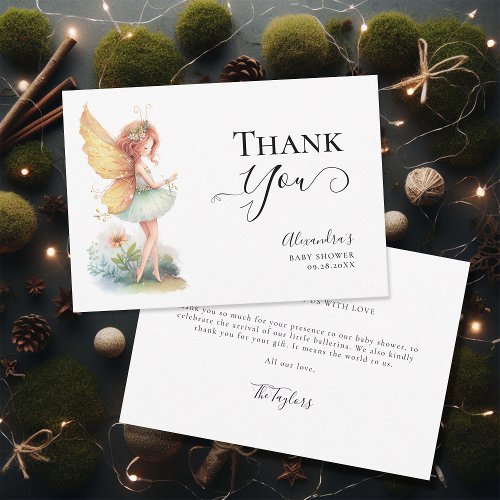 Fairy Enchanted Garden Mushroom Baby Girl Shower Thank You Card