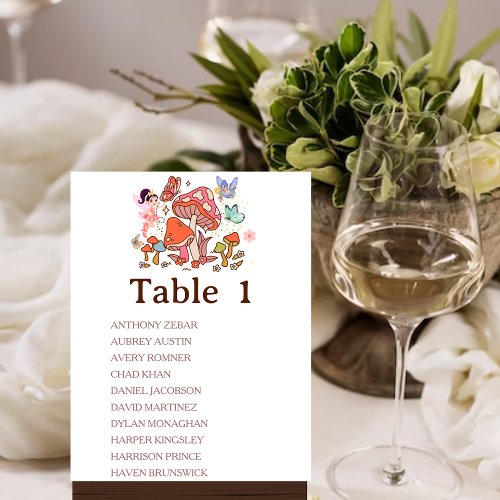  Fairy Enchanted Mashroom table number chart