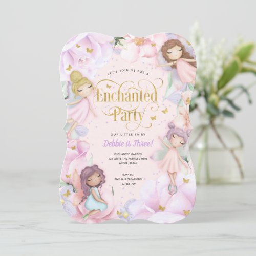 Fairy Enchanted Party Garden Flower girl birthday Invitation