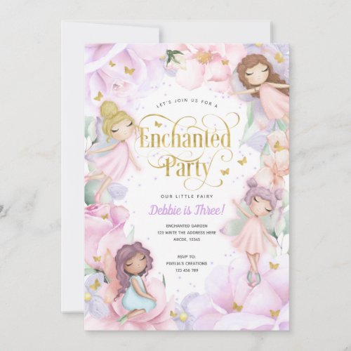 Fairy Enchanted Party Garden Flower girl birthday Invitation