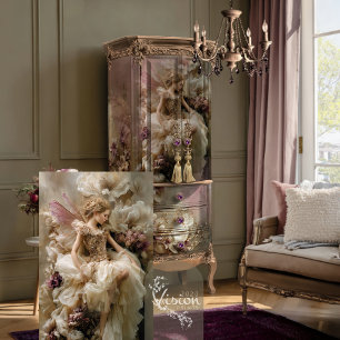 Fairy Ethereal Floral Dusty Plum Eggshell Beige Tissue Paper