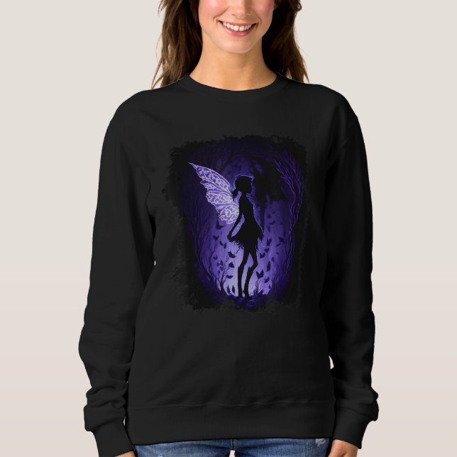 Fairy Fae Girl Gothic Emo Fairycore Dark Forest Ar Sweatshirt (Front)