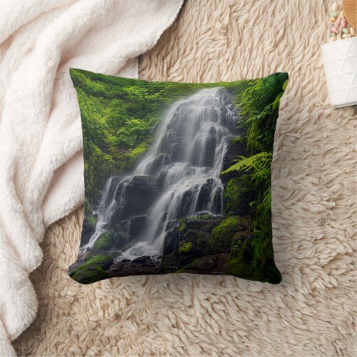 Fairy Falls  Colombia River Gorge Oregon Throw Pillow