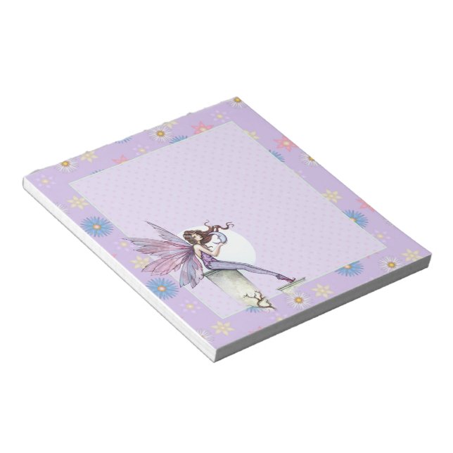 Fairy Fantasy Art Pale Purple Floral Notepad (Angled)