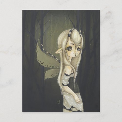 Fairy fantasy art postcard green