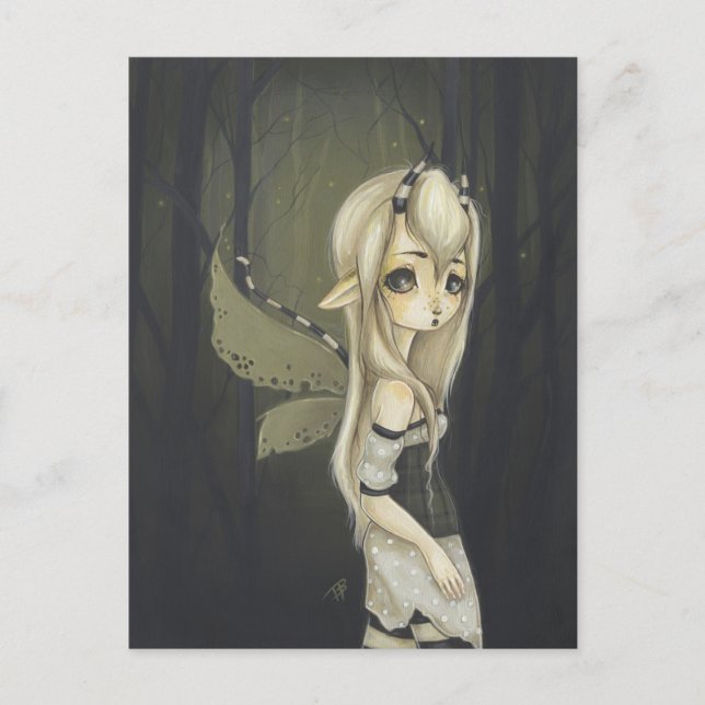 Fairy fantasy art postcard green (Front)