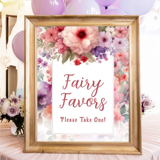 Fairy Favors Fairycore Garden Birthday Party Sign (Fairy Party Favors Fairy Birthday Sign)