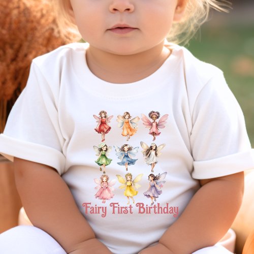 Fairy First 1st Birthday Colorful Magical Fairies Toddler T_shirt