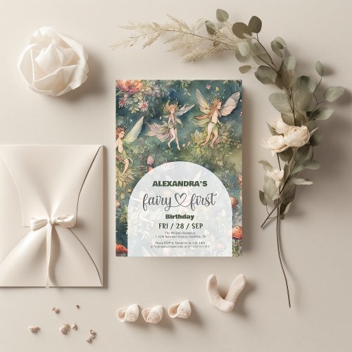 Fairy First 1st Birthday Enchanted Forest Invitation