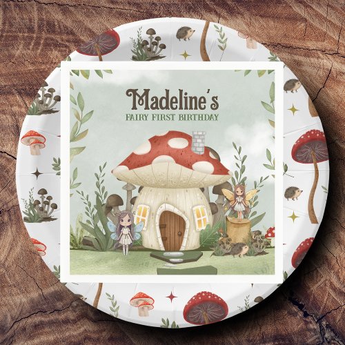 Fairy First 1st Birthday Mushroom Woodland Animals Napkins