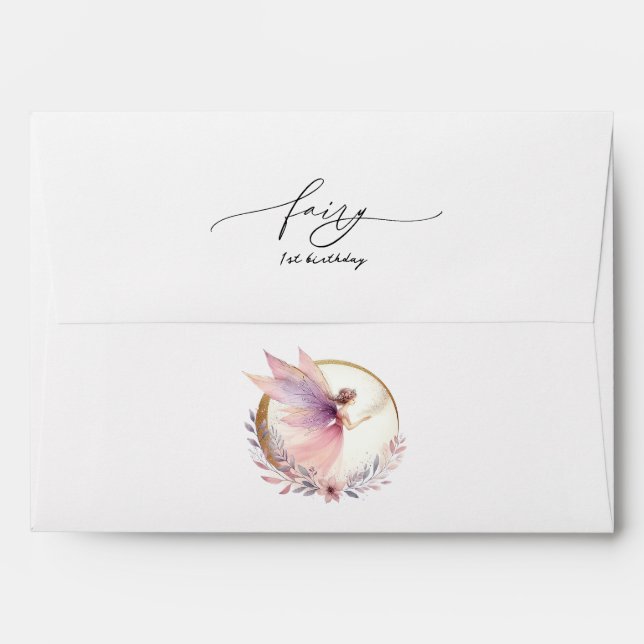 Fairy First 1st Birthday Party Envelope (Back (Top Flap))