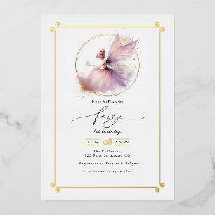 Fairy First 1st Birthday Party Foil Invitation