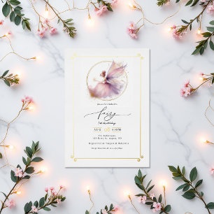 Fairy First 1st Birthday Party Foil Invitation