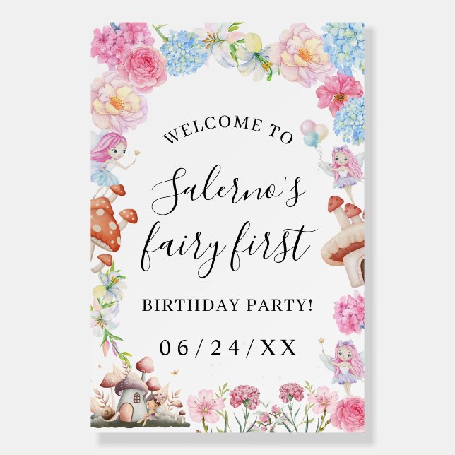 Fairy First 1st Birthday Sign Welcome (Front)