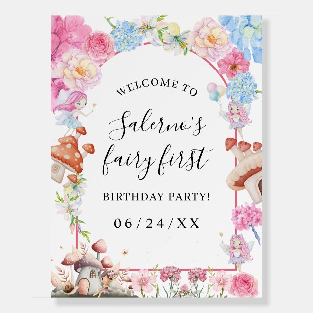 Fairy First 1st Birthday Sign Welcome (Front)