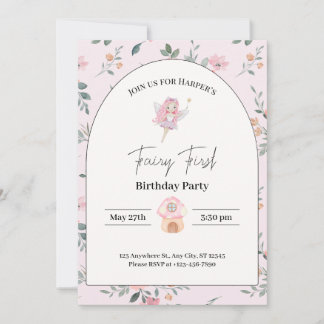 fairy first birthday 1st birthday invitations