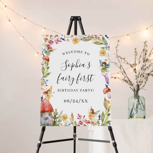 Fairy First Birthday 1st Birthday Welcome Sign  (In Situ (Stand))