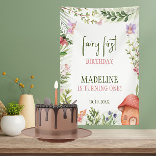 Fairy First Birthday Backdrop Enchanted Forest Banner