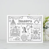 Fairy First Birthday Coloring Page Paper Sheet (Standing Front)